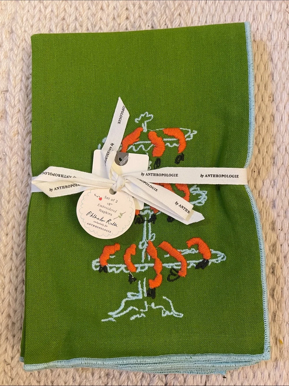 Set of 2 Shrimp Cocktail Napkins by Phthalo Ruth for Anthropologie